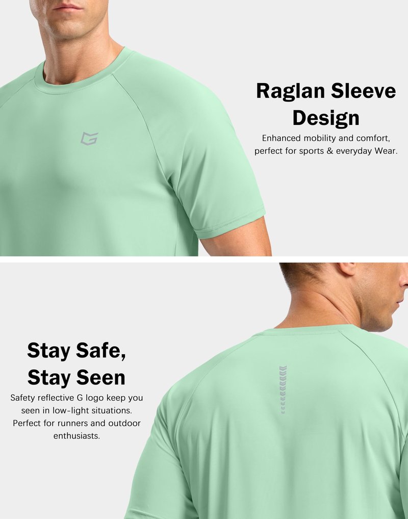 G Gradual Men's Athletic Workout T-Shirts Moisture Wicking Cooling Running Shirts Short Sleeve Performance Tee for Gym Tennis(Mint Green,M)