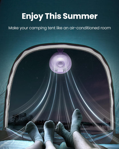 Gaiatop Oscillating Baby Stroller Fan, LED Night Light 4 Speeds Rechargeable 360° Rotate Clip On, Battery Operated Small Portable Cooling Fans for Car Seat Crib Treadmill Travel (Purple)