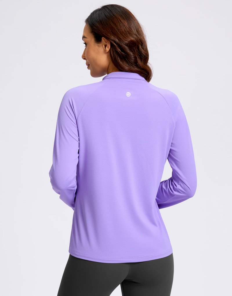 G Gradual Women's UPF 50+ Lightweight Athletic Jacket Sun Protection Zip Up 4 Pockets Long Sleeve Shirts Workout Running, Purple, M