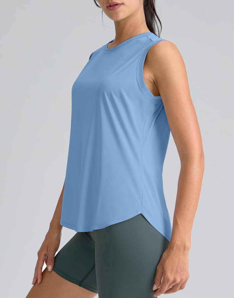 SANTINY Women's Sleeveless Workout Tops Breathable Lightweight Active Tennis Yoga Shirts Athletic Running Tank Tops for Women (Haze Blue_XS)