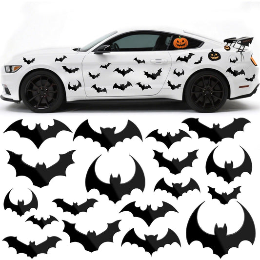 JULMELON 22pcs Halloween Car Magnets, Black Bat Decorations for Halloween Party Supplies Fridge Car Garage Door Cruise Decor
