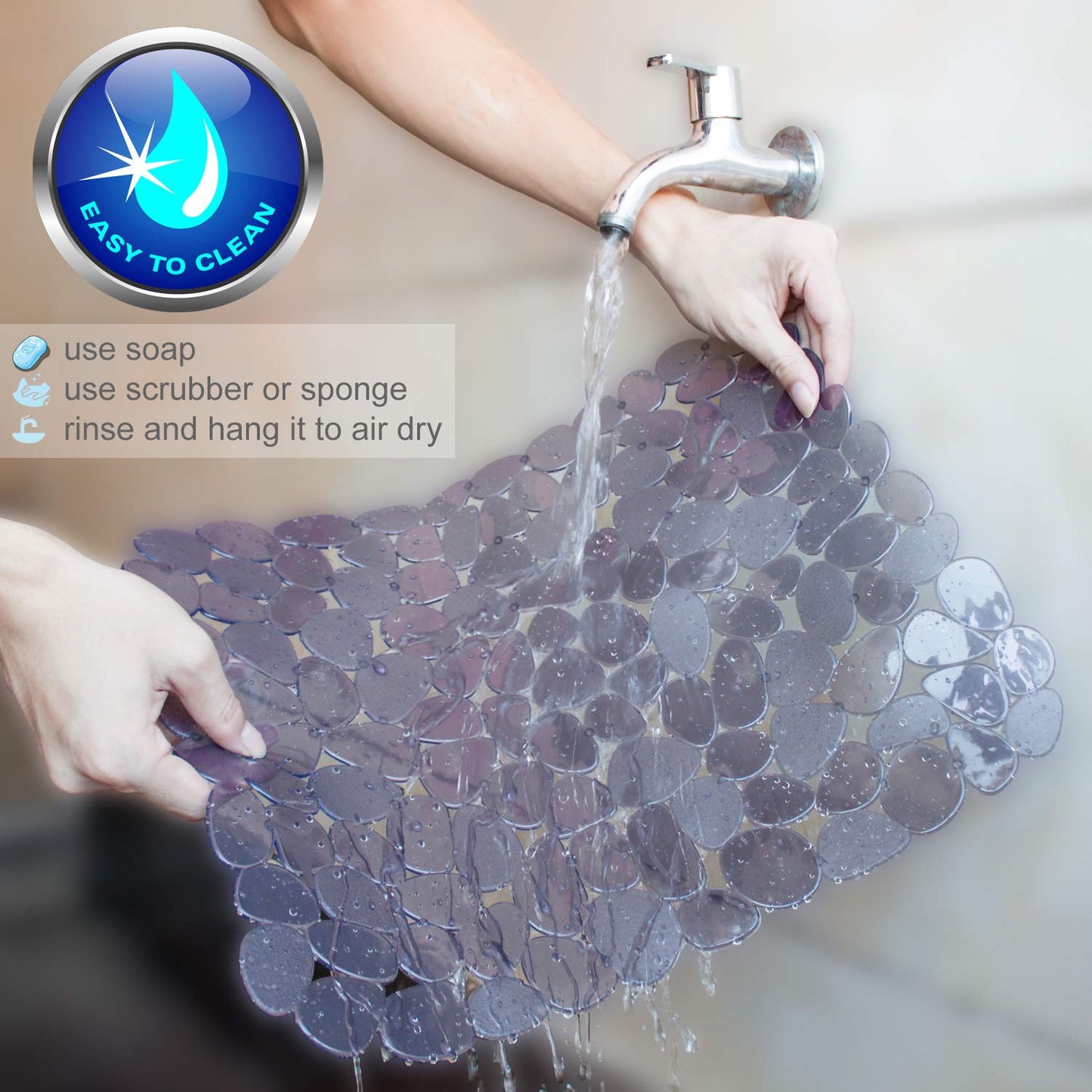 Bligli Pebble Sink Mat for Stainless Steel/Ceramic Sinks, 2 Pack PVC Sink Protectors Mats for Bottom of Kitchen Sink, Dish Drying Mat for Dishes and Glassware, 15.7 x 11.8 inch, Grey