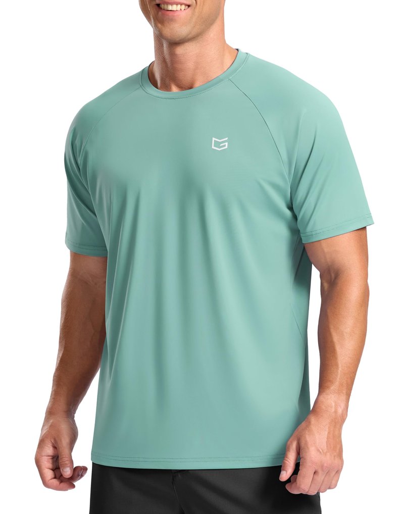 G Gradual Men's Athletic Workout T-Shirts Moisture Wicking Cooling Running Shirts Short Sleeve Performance Tee for Gym Tennis(Jasmine Green,3XL)