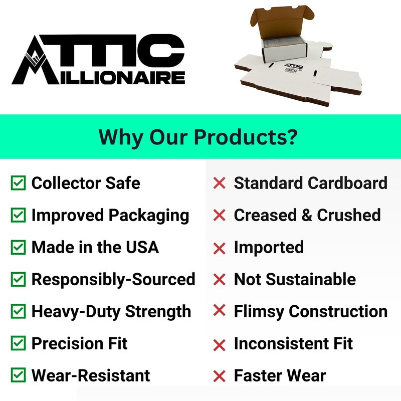 Attic Millionaire (5 Pack) 400-Count Trading Card Storage Box - MADE IN THE USA - Responsibly-Sourced - Trading Card Storage Box for Sports Cards, PTCG, MTG, and other Gaming Cards