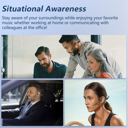 BANIGIPA Bluetooth Headset with Microphone, Open Ear Headphones with Mic, Noise Cancelling Bluetooth Headphones for Phone Computer, Wireless Headset Multipoint Connection & Mute Button for Working-16H