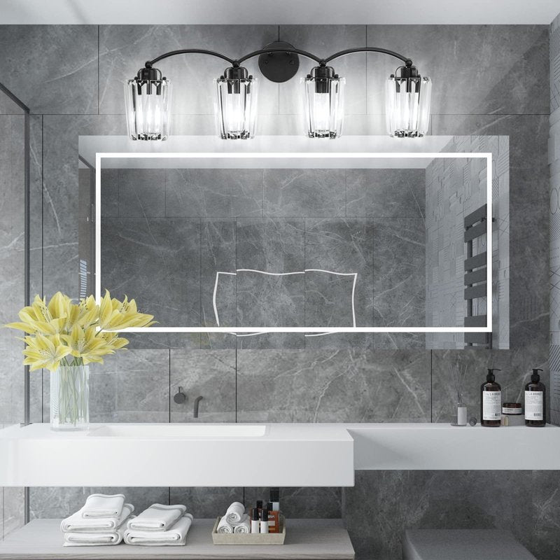 Aipsun Crystal Vanity Light Fixtures Black Bathroom Light Fixtures Crystal Wall Lights for Bathroom E26 Base (Exclude Bulb)