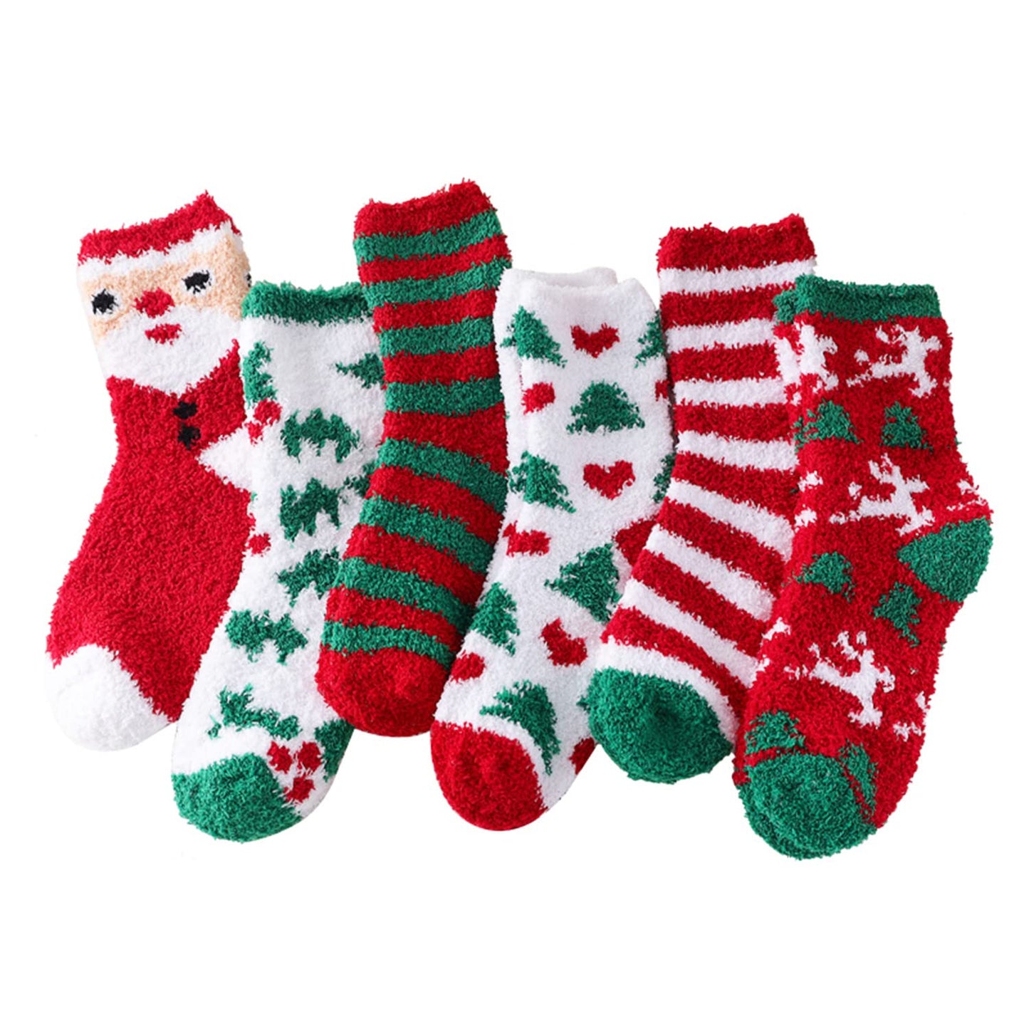 UTTPLL Gift Christmas Socks for Women Men Xmas Winter Fuzzy Socks Cute Funny Printed Fluffy Slipper Sock Set Cozy Warm Calf Dress Socks One Size