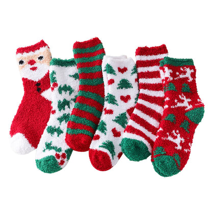 UTTPLL Gift Christmas Socks for Women Men Xmas Winter Fuzzy Socks Cute Funny Printed Fluffy Slipper Sock Set Cozy Warm Calf Dress Socks One Size