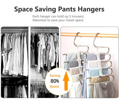 Kalimdor Pants Hangers 2 Pack Space Saving Metal Closet Organizer,Clothes Pants Hangers,Anti-Slip Design,Closet Organizers and Storage for Pants Jeans Skirts Scarf Legging