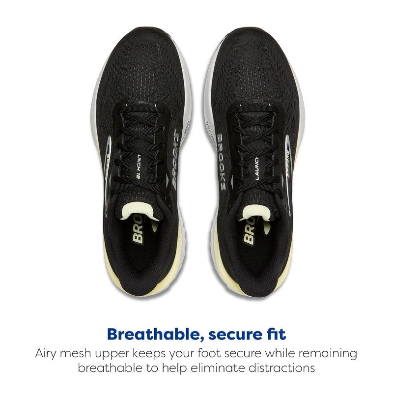 Brooks Women’s Launch 12 Neutral Running Shoe - Black/Luminary/Oyster - 8 Medium