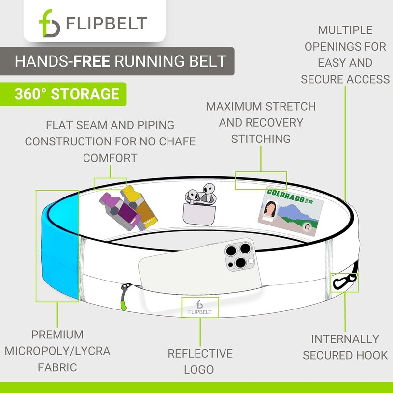 FlipBelt Zipper Running Belt - Comfortable Waist Pack for Fitness & Running | Adjustable Size