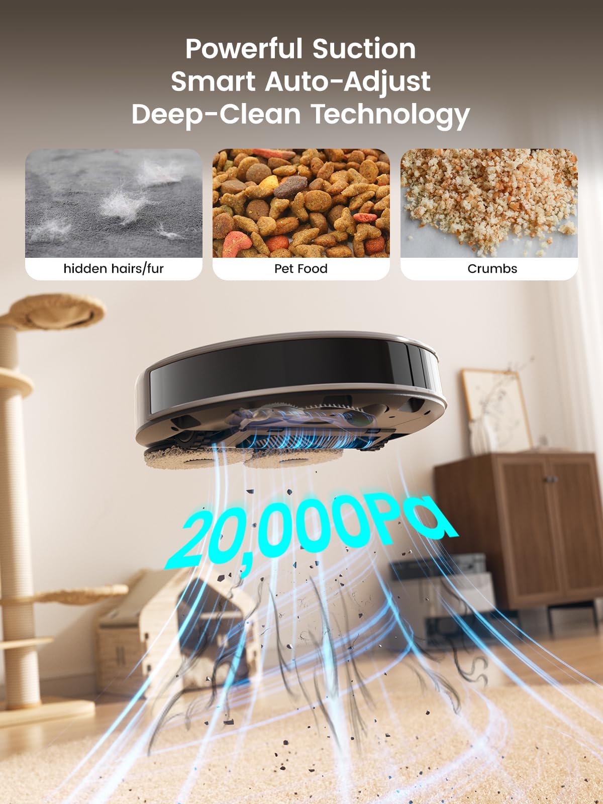 Lefant M210 Pro Robot Vacuum, Slim Quiet, 3 Adjustable Suction Levels, 6 Modes, Robot Vacuum Cleaner for Pet Hair, Hard Floors & Low Carpets, Self-Charging, WiFi/App/Alexa Control, Gray