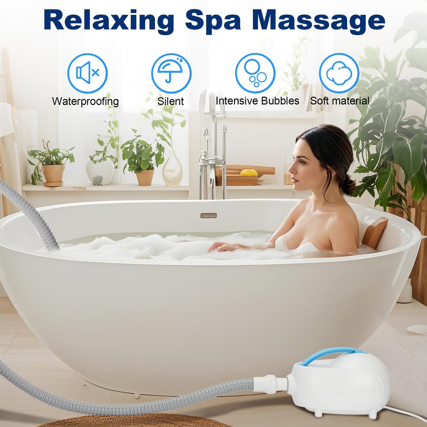 Bubble Bath Mat,Bubble Bath Massager for Smooth Bathtub – 3-Speed Adjustable Tub Spa Massager with Non-Slip Suction Cups and Remote Control – Ideal for Stress, Sore Muscles & Total Relaxation