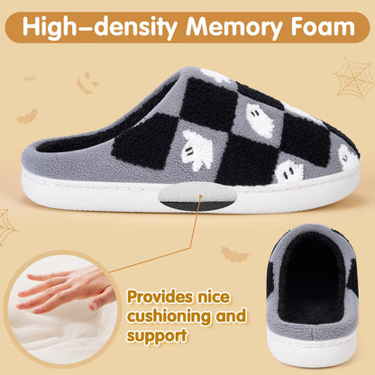 Halloween Slippers for Women Men, Halloween Pumpkin Slippers, Soft Plush Spooky Slipper, Cute Cartoon Cozy House Slipper, Fuzzy Winter Holiday Shoes, Halloweens Christmas Gifts