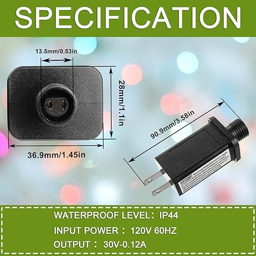 30V 3.6W LED Transformer Replacement Class 2 Power Supply for Christmas String Light Inflatable Decorations LED Controller IP44 Waterproof Low Voltage