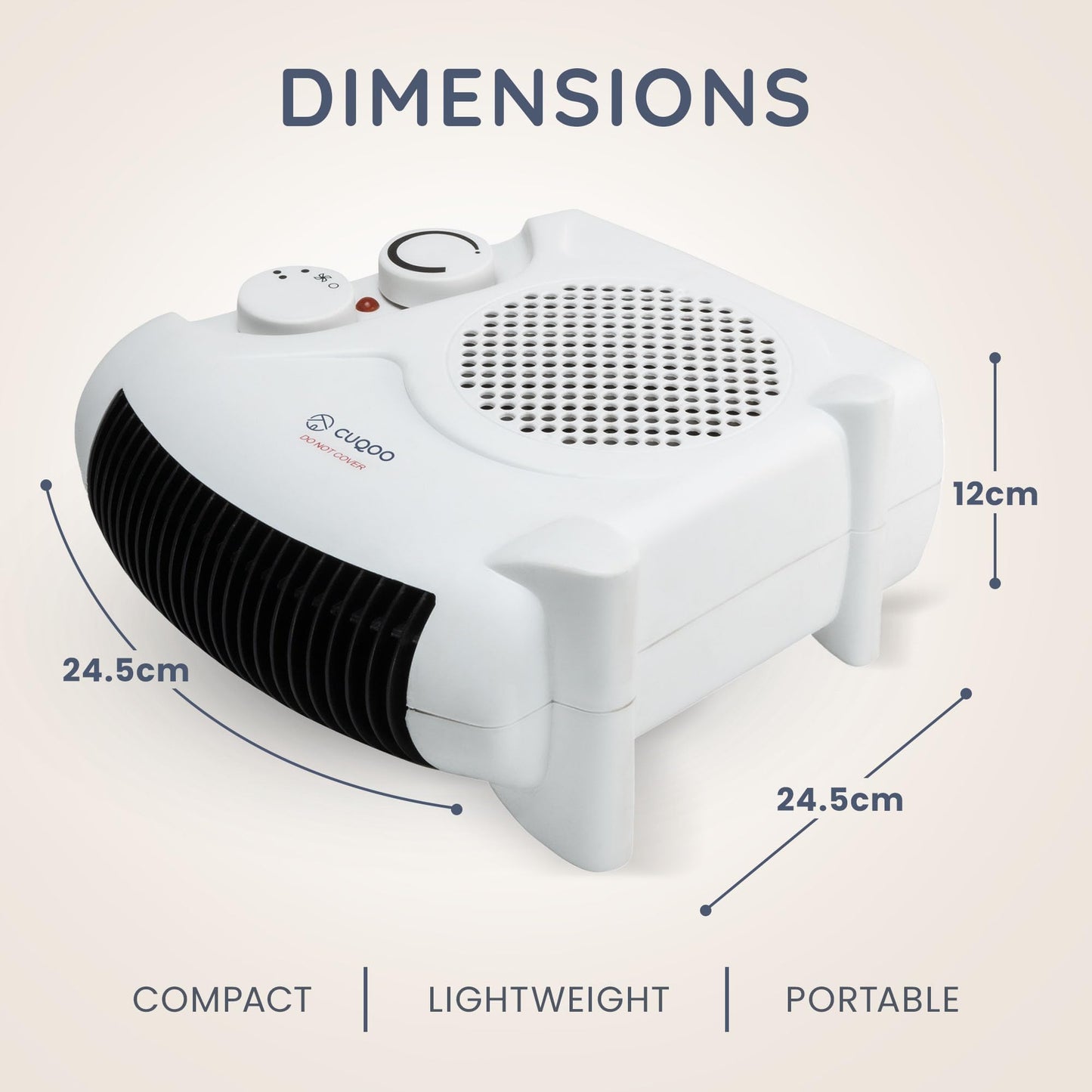 CUQOO Powerful 2KW Fan Heater with 2 Heat settings & Cool Function - Upright Electric Quiet Space Heater for Home with Variable Thermostat, Low Energy Usage