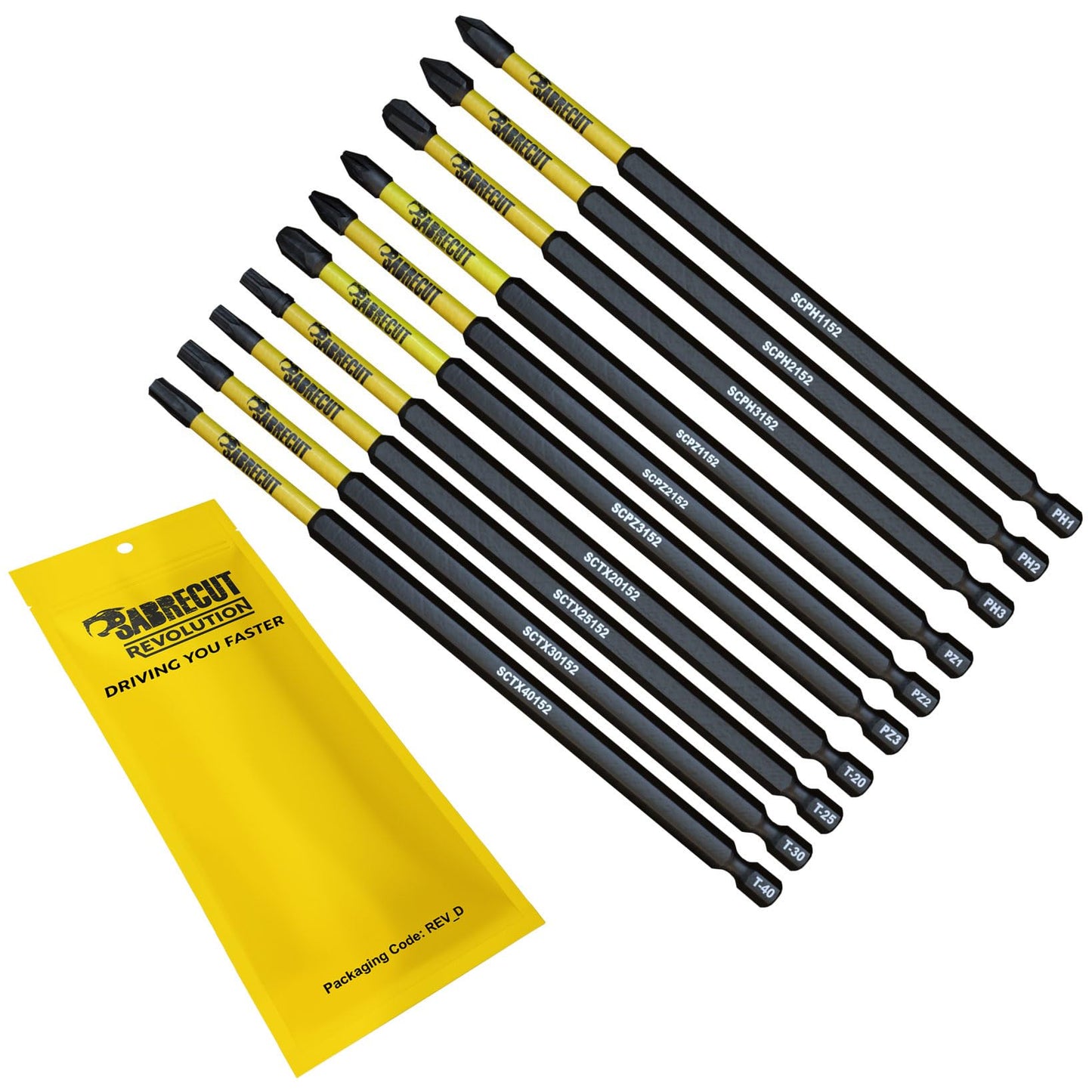 10 x SabreCut SCRK152 152mm PZ1 PZ2 PZ3 PH1 PH2 PH3 TX20 TX25 TX30 TX40 Magnetic Impact Screwdriver Driver Bits Set Pozi Pozidriv Phillips Torx