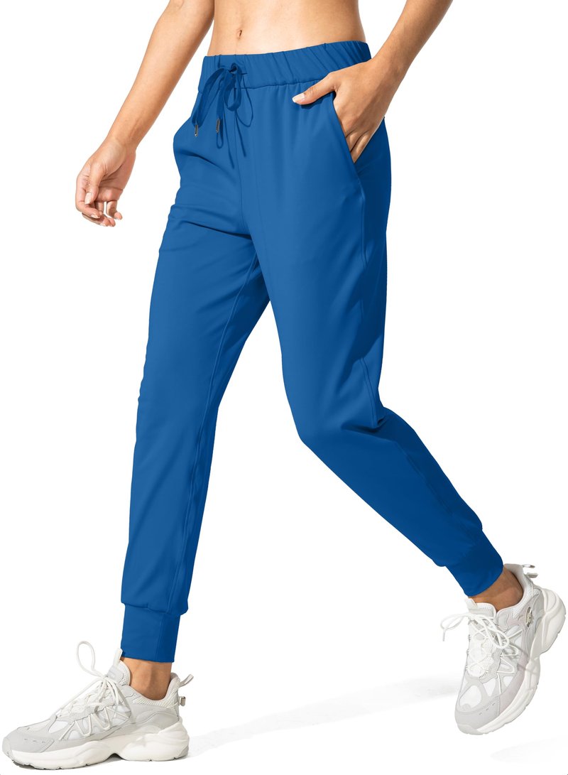 SANTINY Joggers for Women Lightweight Running Drawstring Sweatpants Workout Travel Yoga Athletic Womens Lounge Pants with Pockets(Blue_XL)
