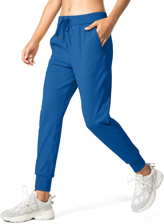 SANTINY Joggers for Women Lightweight Running Drawstring Sweatpants Workout Travel Yoga Athletic Womens Lounge Pants with Pockets(Blue_L)