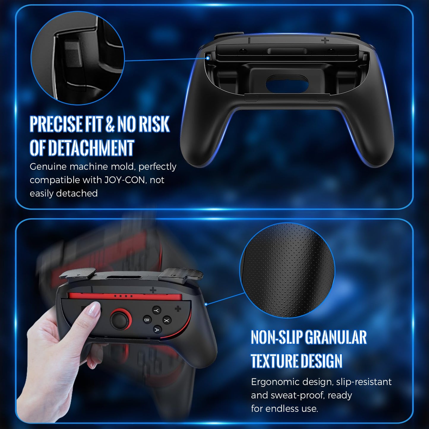 Lmcpa Joy-Con Grips for Nintendo Switch 2 (2025), Ergonomic Anti-Slip Handle Kit Accessories for Switch New Gen 2025 Joy Cons Controller, 2 Pack (Black)