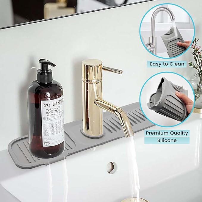 Daily Treasures 45 x 10 cm Splash Sink Guard, Narrow Rim Design Silicone Faucet