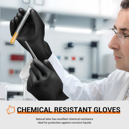 ThxToms Chemical Resistant Gloves,Reusable Heavy-Duty Rubber Gloves, Resist Strong Acid, Alkali and Oil, 22", 1 Pair
