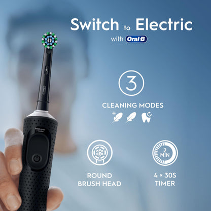 Oral-B Vitality Pro Electric Toothbrushes Adults, Oral B Electric Toothbrush, 1 Handle, 2 Toothbrush Heads, 3 Brushing Modes Including Sensitive Plus, Rechargeable Toothbrush, 2 Pin UK Plug, Blue