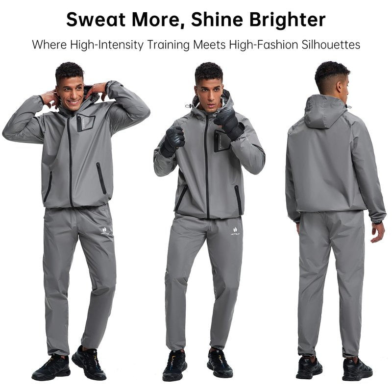 HOTSUIT Sauna Suit Men Non Rip Boxing Sweat Suits Exercise Workout Jacket Pants