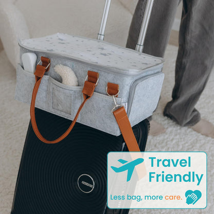 HOME FOR EACH Baby Diaper Caddy With Lid, Diaper Caddy Organizer for New Mom Gifts, Newborn Essentials Must Haves, Registry for Baby, Baby Registry Search, Baby Gift Basket Baby Must Haves Travel Bag