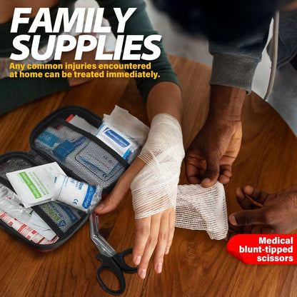 120-Piece First Aid Kit for Travel,Car & Emergency Survival - Compact Waterproof Medical Supplies with Trauma Bandages,Burn Gel & Fever Cooling Patch | Portable for Camping,Hiking,Sports(Yellow)