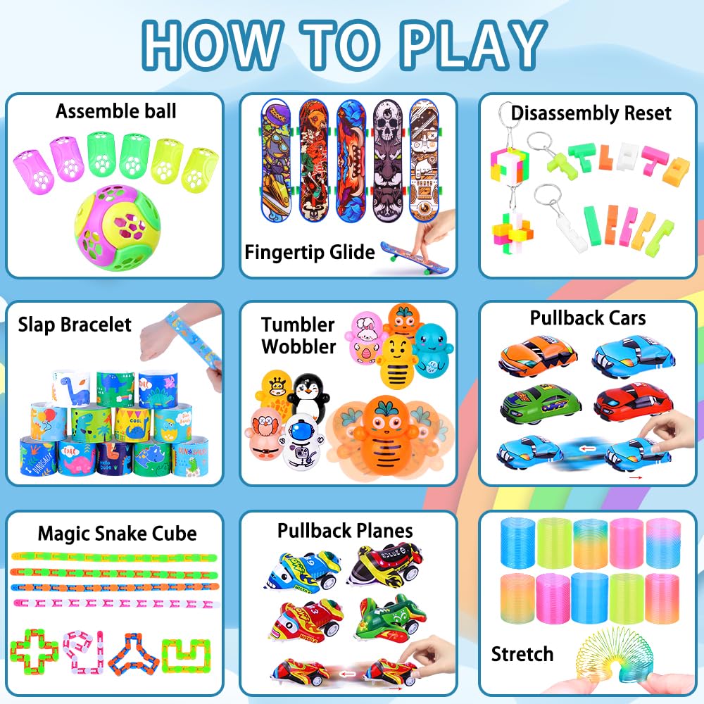 JOISHOP 120Pcs Party Bag Fillers Unisex Prize Box Toys Assortment Toys Classroom Prizes Rewards Goodie loot Bag Fillers for Boys Girls Birthday Party Favors