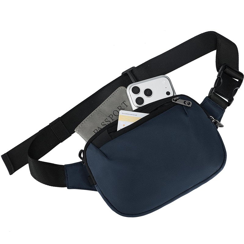 MAXTOP Fanny Packs for Women Men Water Resistant Crossbody Bags with 4-Zipper Pockets Adjustable Belt Bag for Travel Running Hiking Casual Walking Dog Dark Blue
