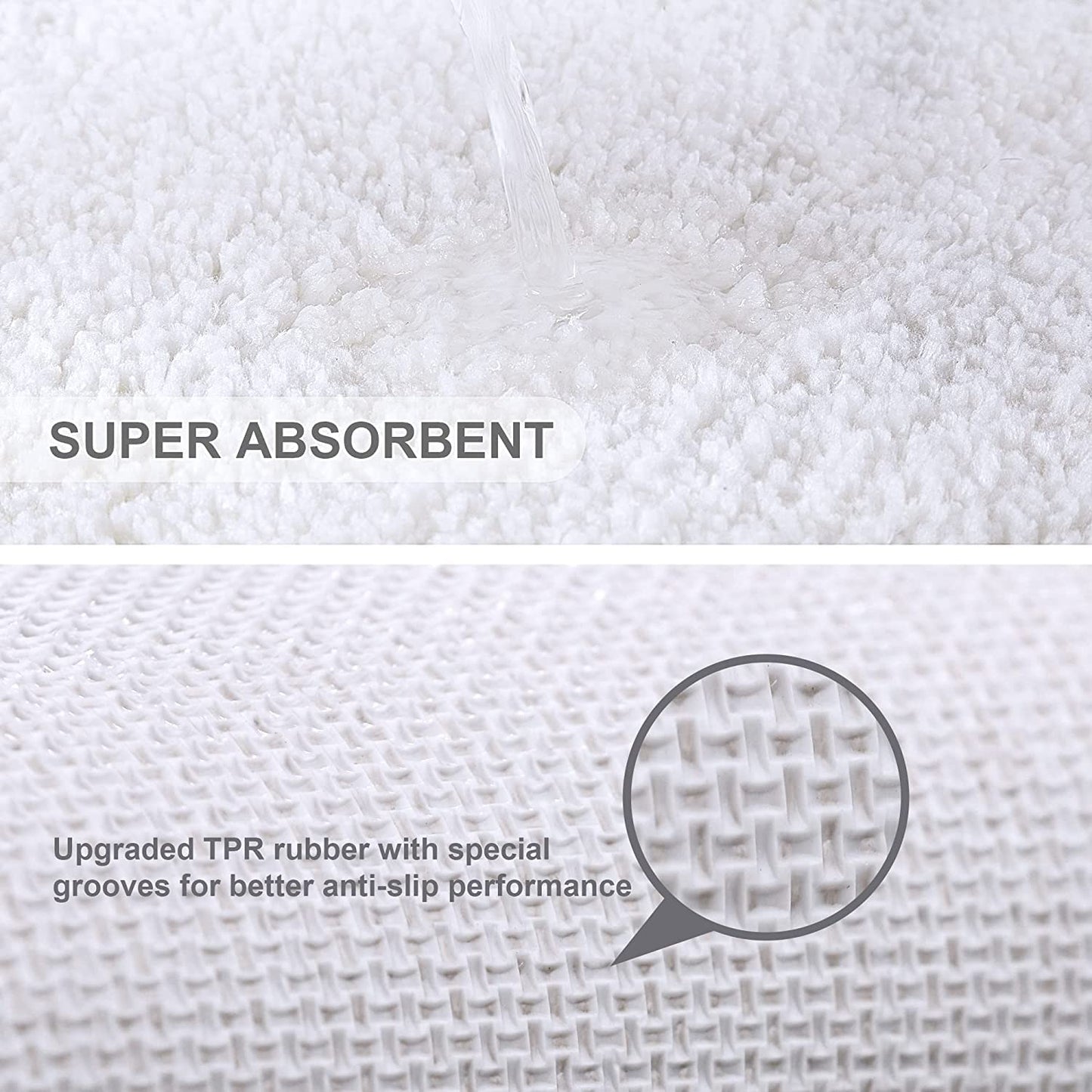 VANZAVANZU Non Slip Bath Mat Extra Large Bathroom Runner Rug Thickened Bath Rug for Bathroom Absorbent Ultra Soft Bedside Rug Fluffy Microfiber Carpet Runner Floor Mat - 50 x 122cm (White)