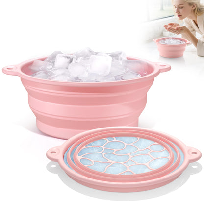 Face Bowl for Ice with Built-in Ice Tray – Collapsible Silicone Facial Ice Bath Bowl for Cold Plunge Therapy, Skin Tightening & Acne Relief – Portable Spa Tool for Home & Travel(Black)