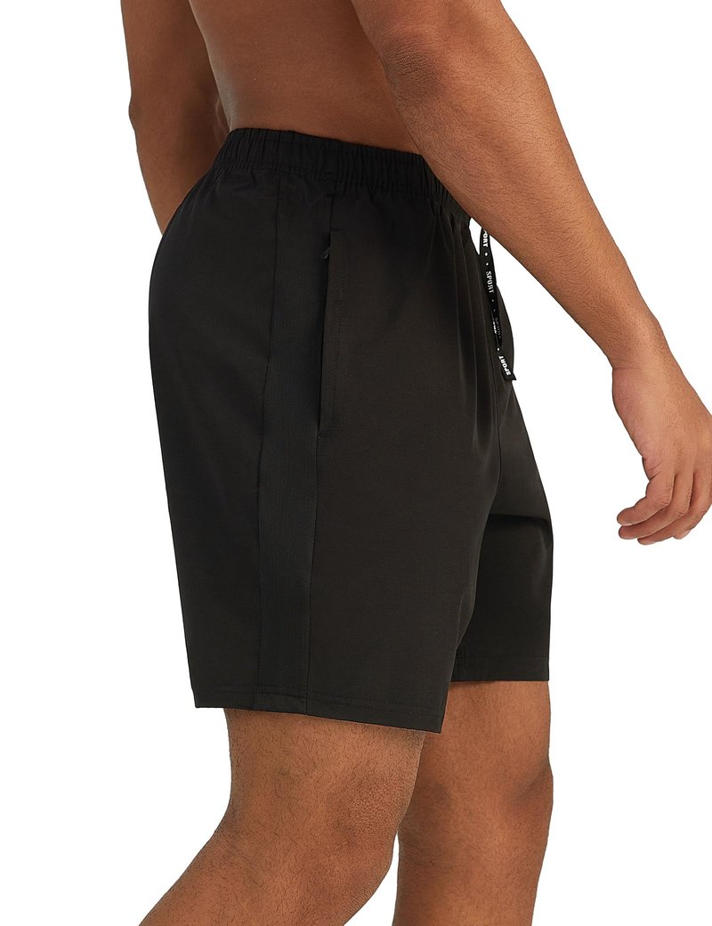 Pesfix Mens 7'' Lightweight Athletic Shorts Quick Dry Gym Workout Running Shorts with Zipper Pockets Black,Large