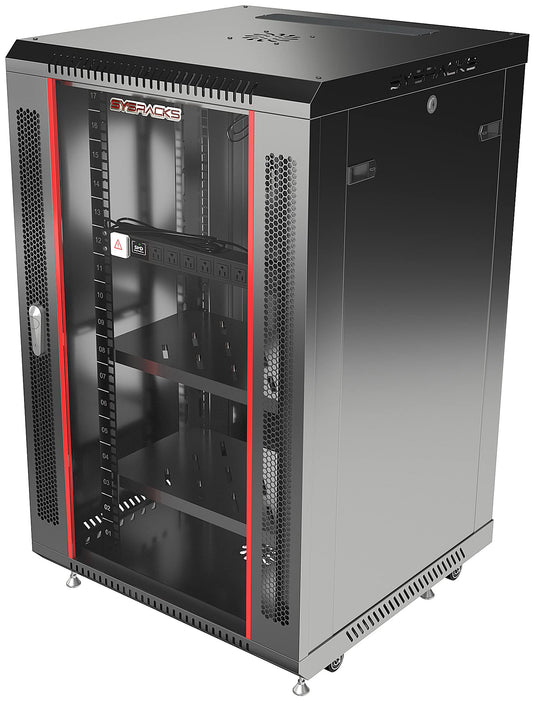 18U Wall Mount Home Lab Server Rack – 19" Locking Network Cabinet, 18" Deep Router & AV Rack with Fan, PDU and Shelf for NAS, Switches and Home Network Equipment