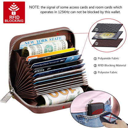 FurArt Zipper Wallet Women, RFID Blocking Credit Card Wallet, Business Card Holder, Compact Size KeyChain Wallet