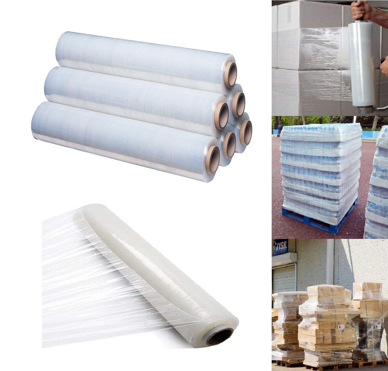 REQUISITE NEEDS Heavy Duty Shrink Wrap Roll Cling Film Packaging 400MM x 250M (Pack Of 6) (Clear)
