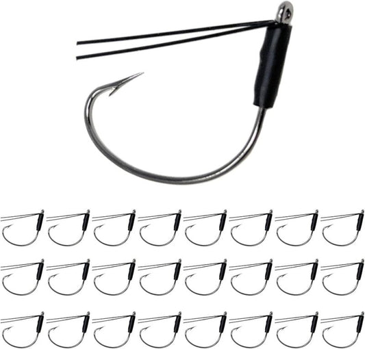 Reaction Tackle Wacky Hooks - Ultra Sharp Weedless Fishing Hooks | 25 Pack Wide Gap Neko Wacky Rig for Bass