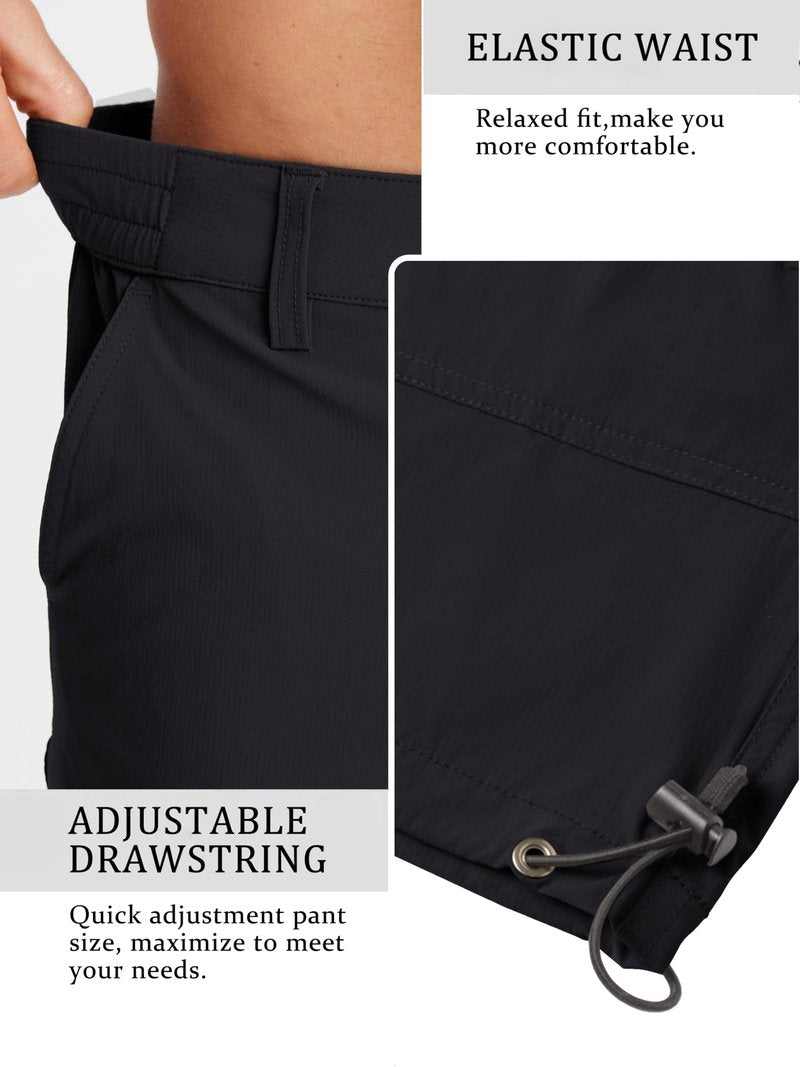 TACVASEN Cargo Shorts for Men with Multi Pockets Quick Dry 3/4 Length Hiking Shorts Below Knee Lightweight Capri Pants Black