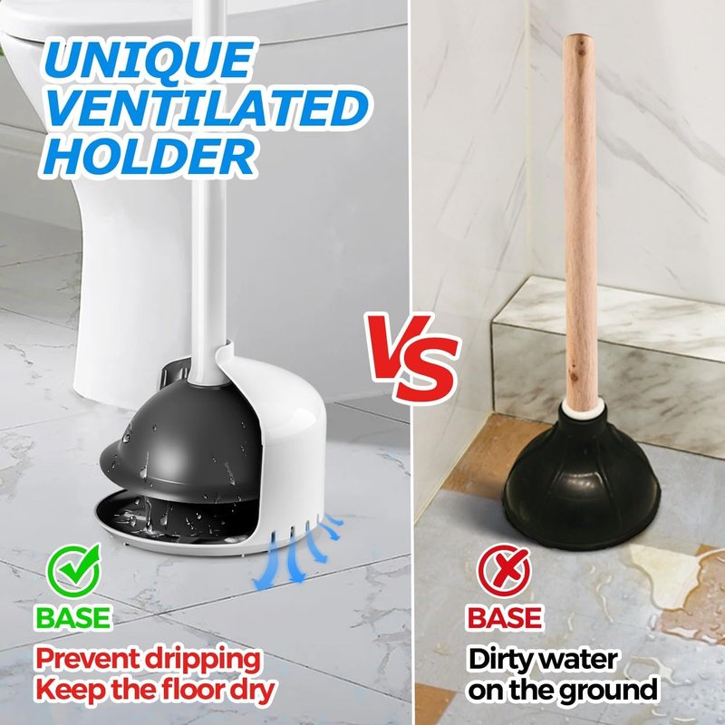 FORASTO 2Pack Toilet Plunger with Holder,Plungers for Bathroom with Holder,Heavy Duty Plunger with Cover,Bathroom Decor，Bathroom Accessories，Toilet Bowl Cleaners,Pearl White