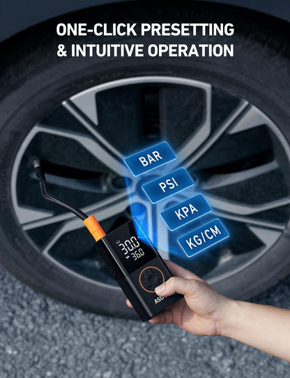 AstroAI L7 Tire Inflator Portable Air Compressor Cordless Mini Bike Pump with Digital Dual Values Display, 150 PSI Car Tires Air Pump with LED Lights&Pressure Gauge for Auto, Motorcycles, Bikes, Balls