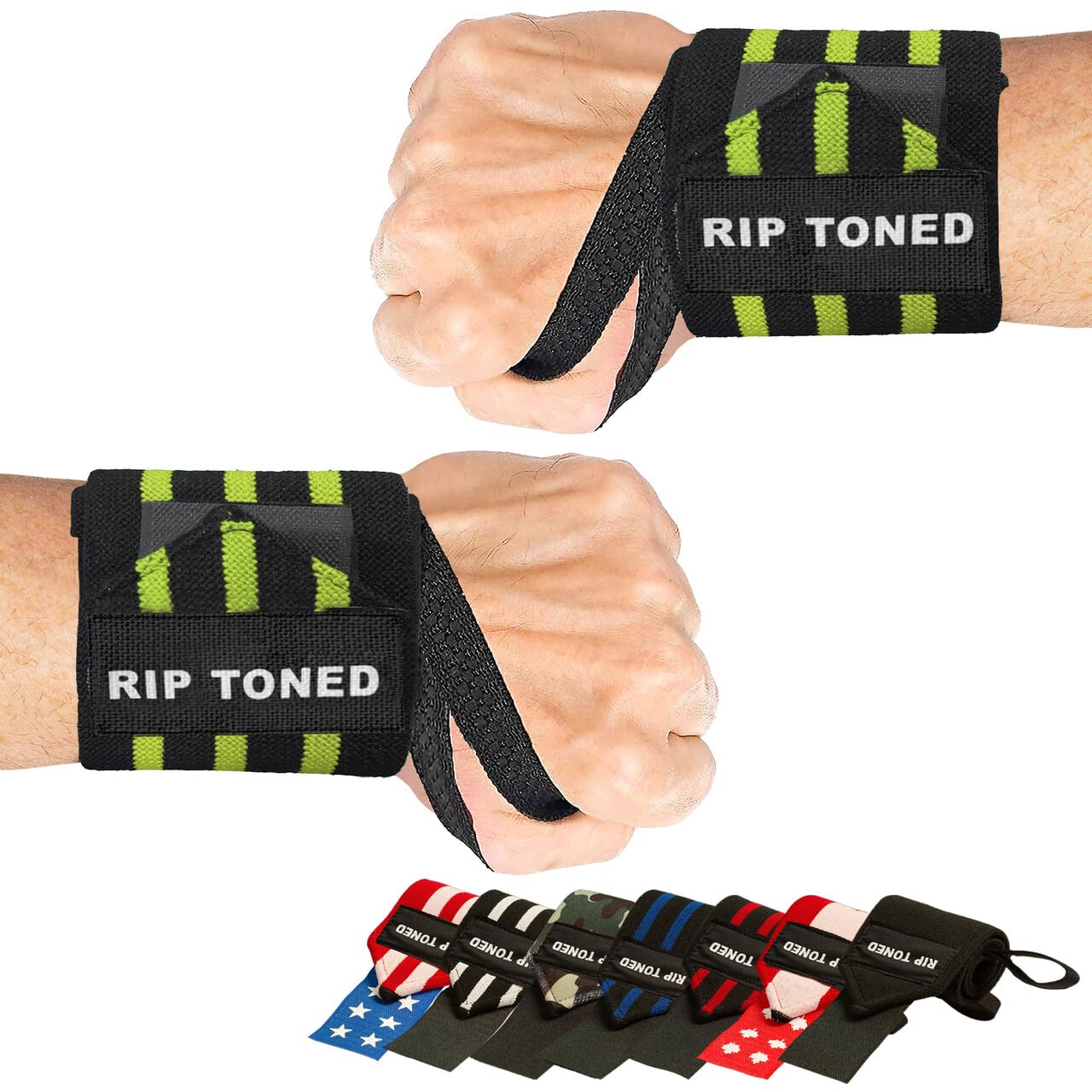 Rip Toned 18” Wrist Wraps - USPA Endorsed Wrist Straps for Weightlifting - Quality Wrist Support - Adjustable, Durable, Machine Washable - Gym Wraps for Powerlifting - for Men & Women