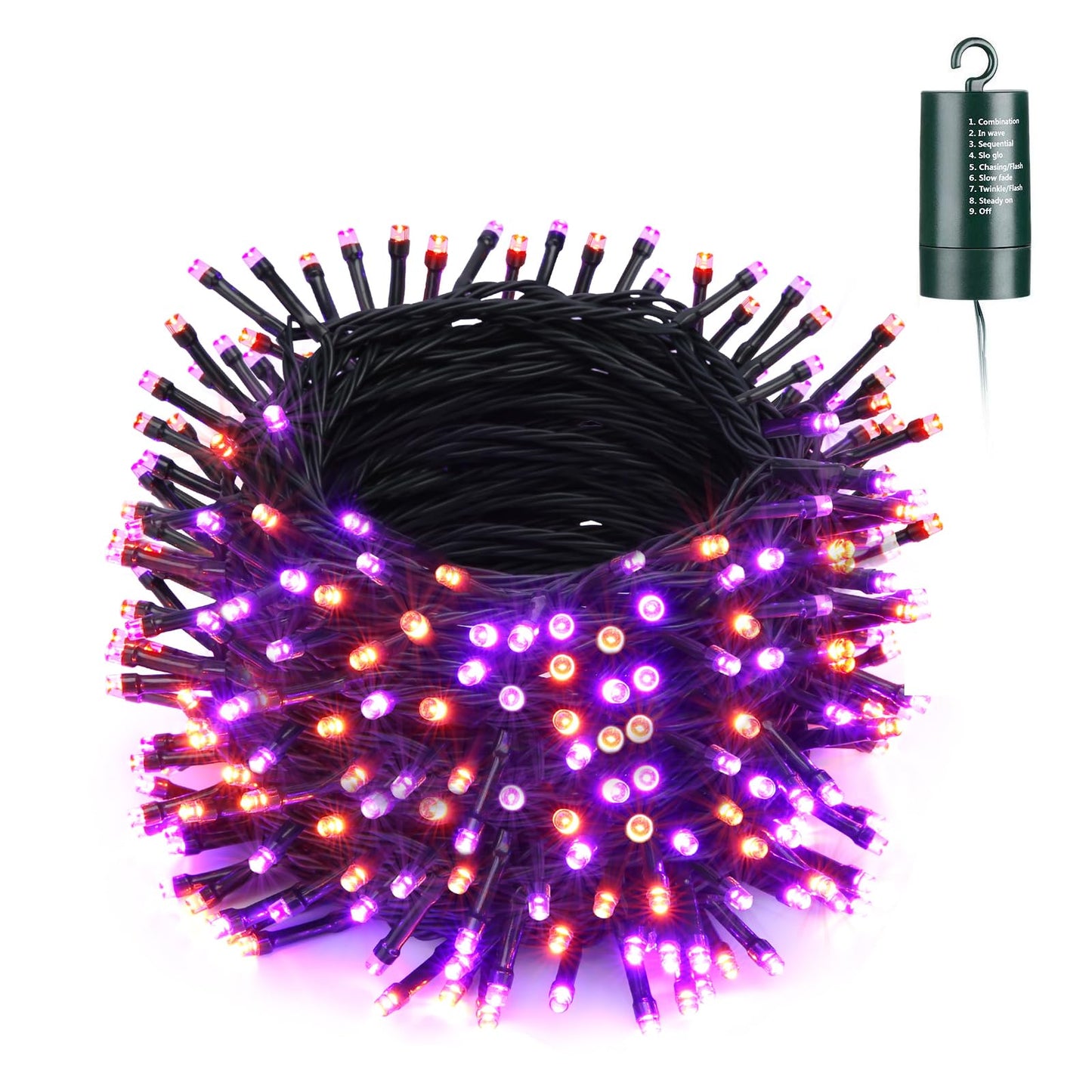 LYHOPE Orange & Purple Halloween Lights, 72ft 200 LED Battery Operated Halloween String Lights with 8 Modes, Waterproof Battery String Light for Outdoor & Indoor, Patio, Lawn, Yard, Holiday Decor
