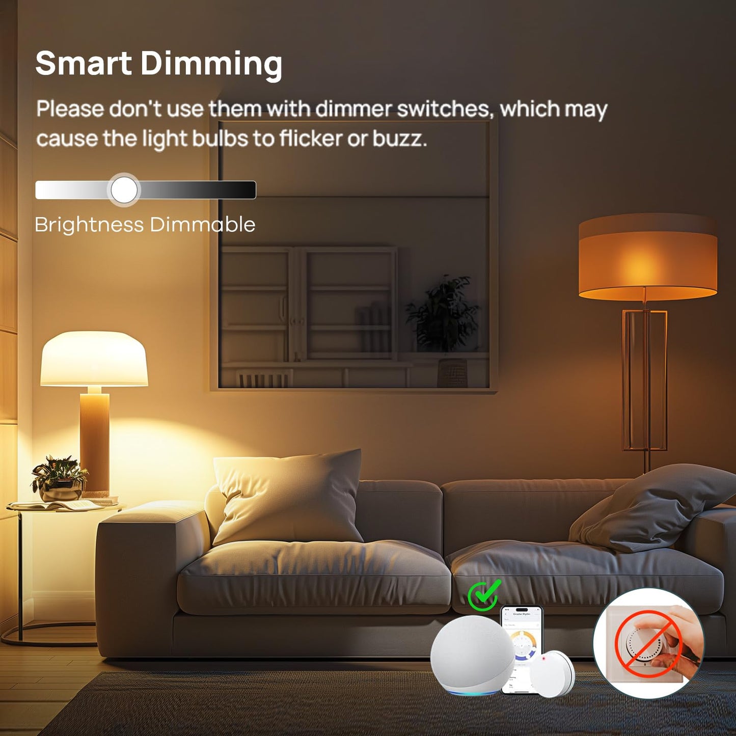 Linkind Matter Smart Light Bulb, Smart Bulbs Work with Apple Home, Siri, Alexa, Google Home, SmartThings, Color Changing Light Bulbs Music Sync RGBTW, Mood Lights, 2.4Ghz WiFi A19 E26 60W 800LM 6 Pack
