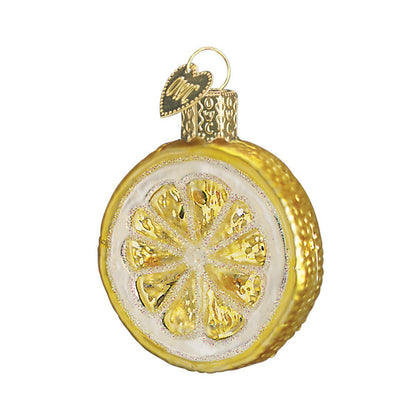 Old World Christmas Lemon Slice Glass Blown Ornament for Christmas Tree, Handcrafted Holiday Decoration, Fruit Collection