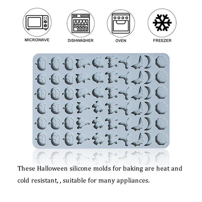 Halloween Silicone Molds 2 Packs Pumpkin Ghost Chocolate Molds Silicone Mini Mold for Halloween Baking Candy Chocolate Cookie Jelly