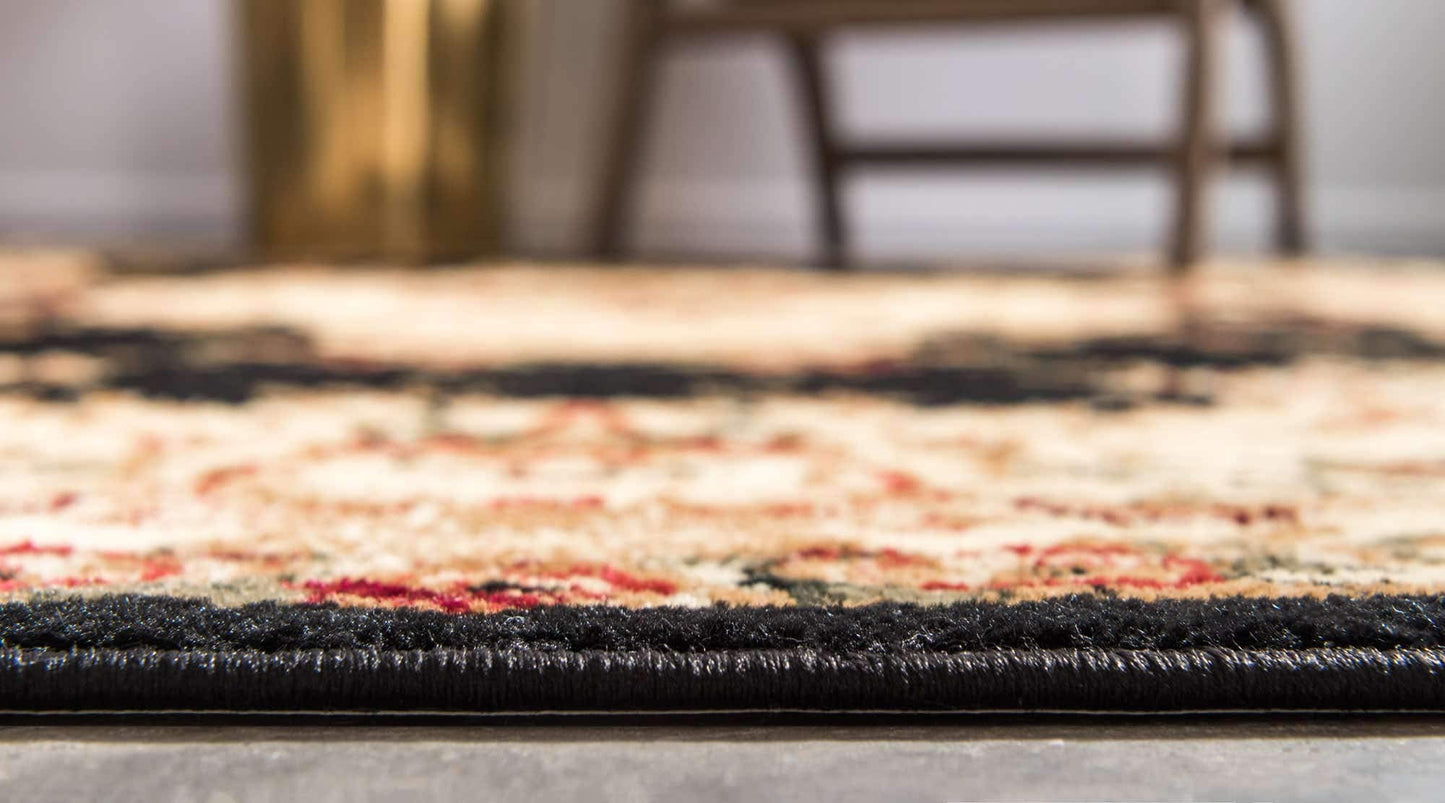 Unique Loom Versailles Collection Traditional Classic Medallion Motif Area Rug (6' 0 x 6' 0 Square, Black/ Ivory)