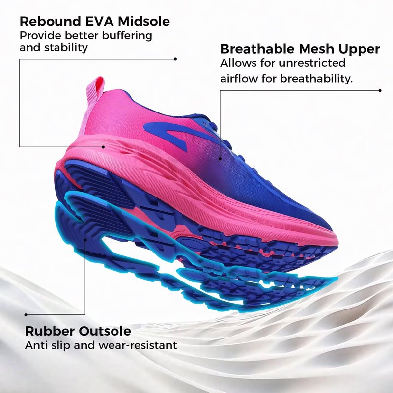 GSLMOLN Women's Athletic Tennis Shoes Lightweight Running Sneakers for Gym Workouts Walking with Cushion Support Non Slip Sport Design Rose/Blue Size 8