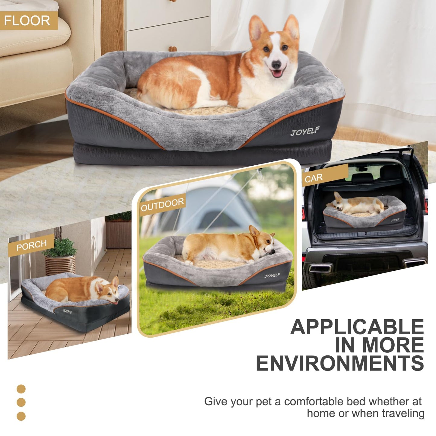 JOYELF XLarge Memory Foam Dog Bed, Orthopedic Dog Bed & Sofa with Removable Washable Cover and Squeaker Toy as Gift